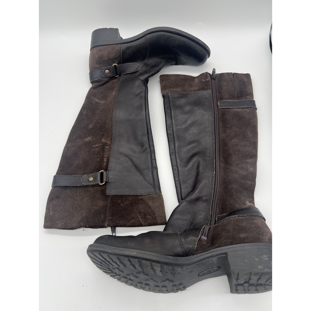 Easy Spirit Women's Brown Suede Leather Riding Boots Block Heel Size 9 Zip Up